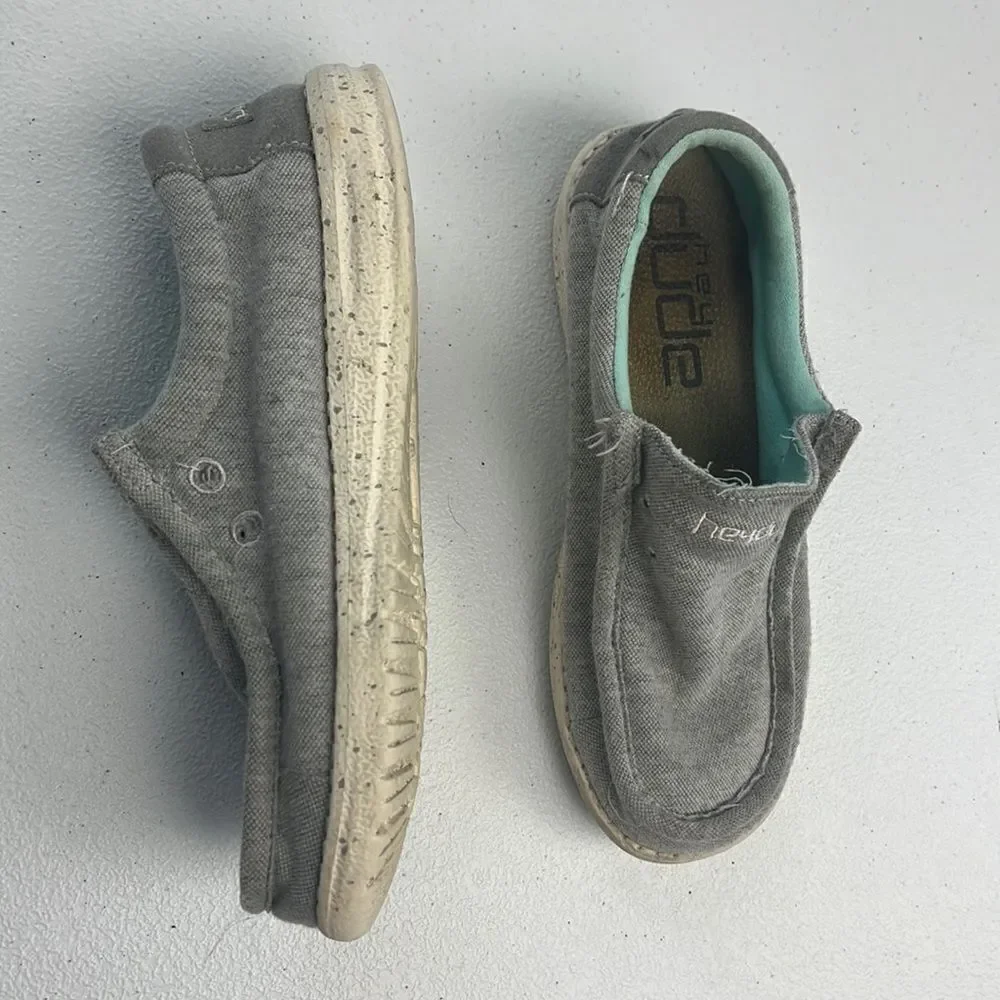 Hey Dude Wally Youth Stretch Grey Round Toe Low Cut Memory Foam Chukka Loafer Y1 - Picture 2 of 8